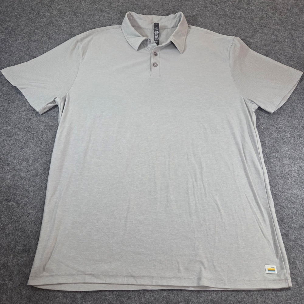 Vuori Strato Tech Polo Mens Large Gray Heather Performance Stretch Golf Shirt